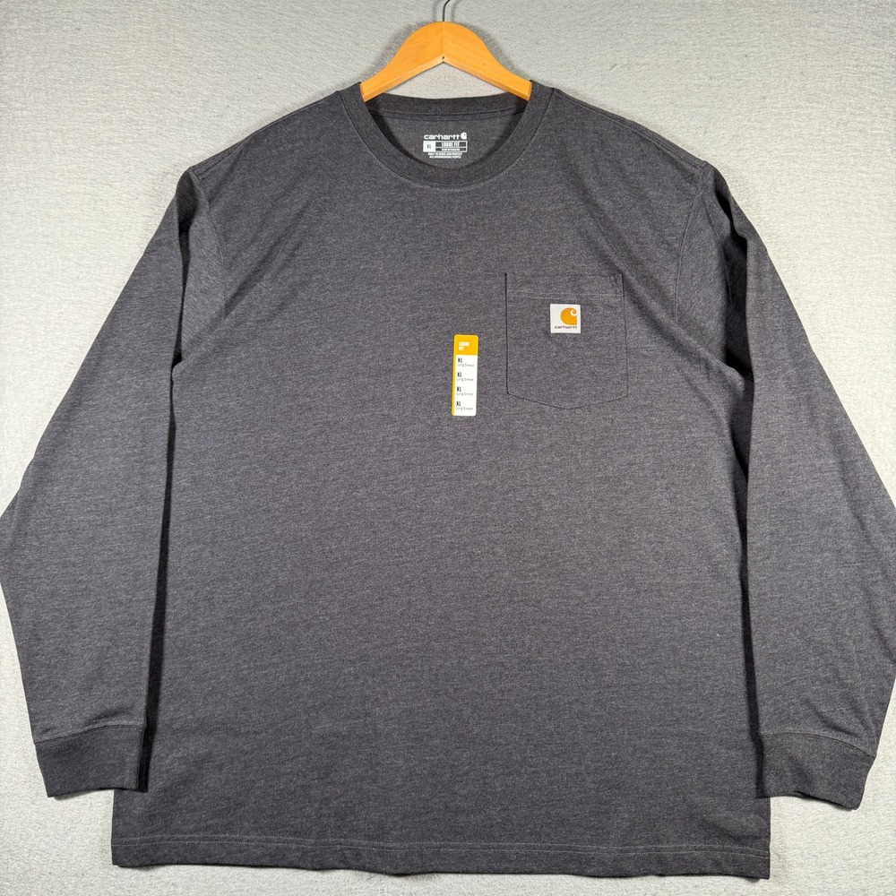 Carhartt Mens Loose Fit Heavyweight Long Sleeve Pocket T-Shirt XL Carbon Heather